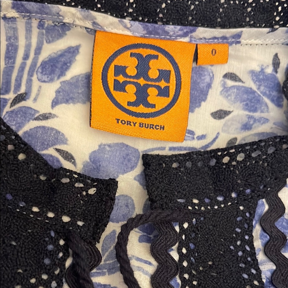 New!Tory Burch Black and White Floral Top